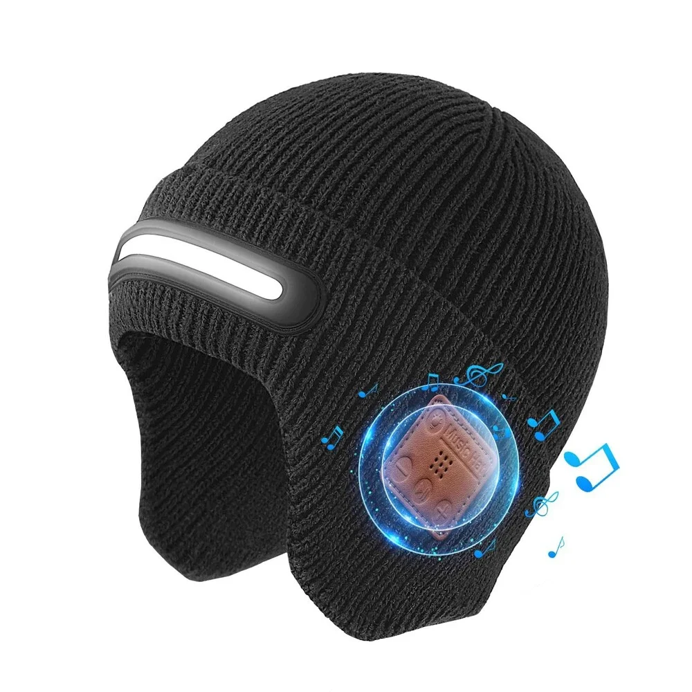 Wewow Unisex Black Bluetooth Beanie Light USB Rechargeable Warm Knitted ONE SZ